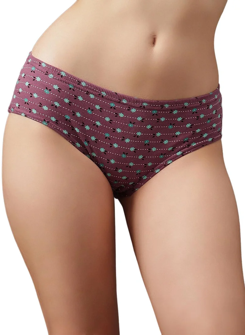 Clovia Multicolour Pack of 3 Printed Mid Waist Hipster Panties with Inner Elastic - 100% Cotton for Women | Best Price UAE